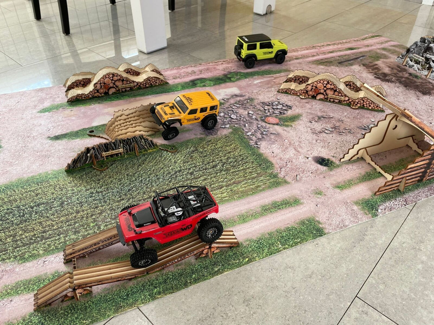 ToysWD Crawler Park Carpet circuit of 79x28in for 1/24 1/18 RC Crawler park circuit TWDTRK012