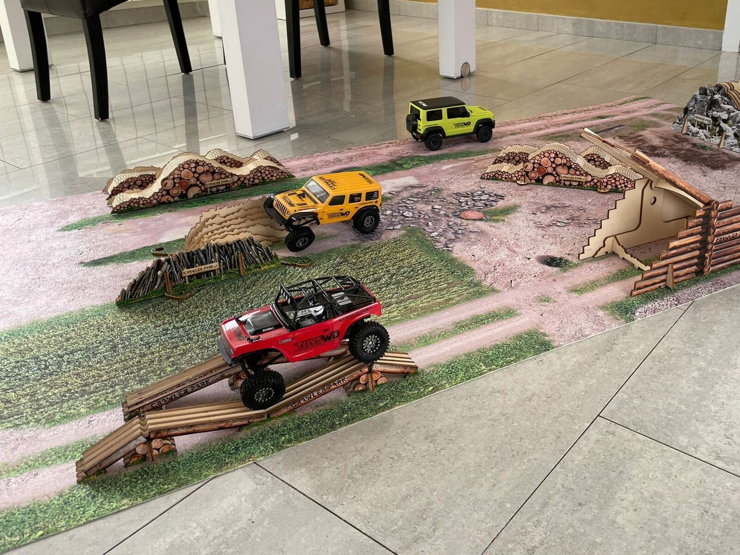 ToysWD Crawler Park Carpet circuit of 79x28in for 1/24 1/18 RC Crawler park circuit TWDTRK012