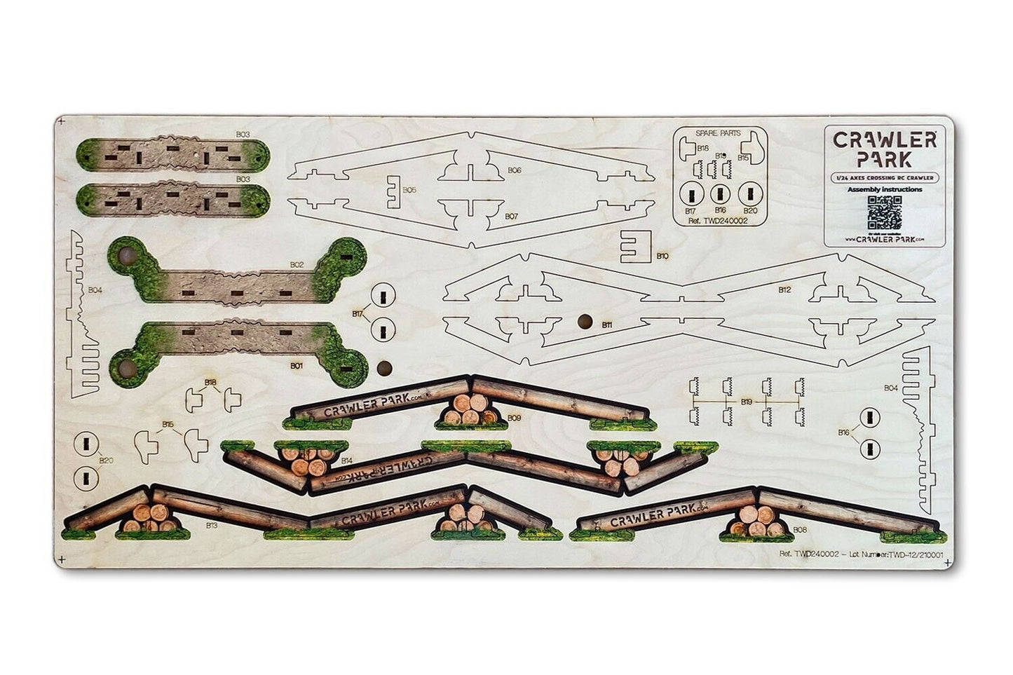 ToysWD Crawler Park Axes Crossing obstacle for 1/24 1/18 RC Crawler park circuit TWD240002